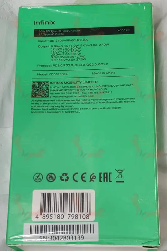 High-Quality Infinix 30W Charger - Fast Charging, Durable, and Compatible