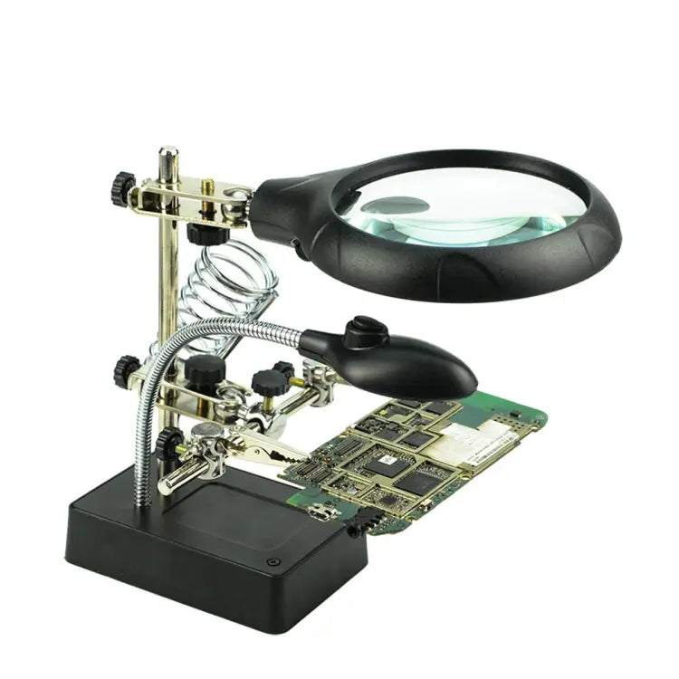 Magnifying Glass 5 LED Auxiliary Clip Magnifier 3 In1 Hand Soldering Solder Iron Stand Holder Station(tool)