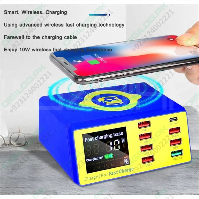 Mechanic Icharge 8 pro 8 USB Fast Charger With LCD Display For Charging