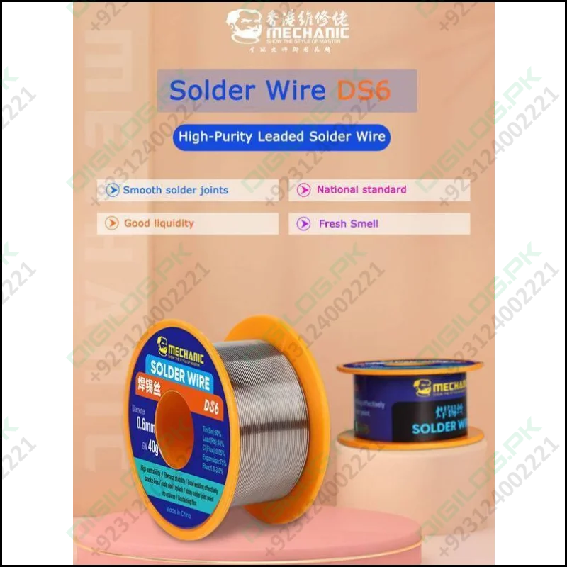 Mechanic Ds6+m60 40g 0.5mm Electronic Soldering Welding No-clean Rosin Solder Wire